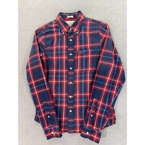 Abercrombie & Fitch Muscle Long Sleeve Plaid Button Shirt (Men's Large) Red/Blue